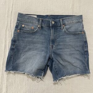 Gap Denim Shorts 5"  Womens 00 24" Stretch Mid Rise‎ Lightly Distressed Raw Hem